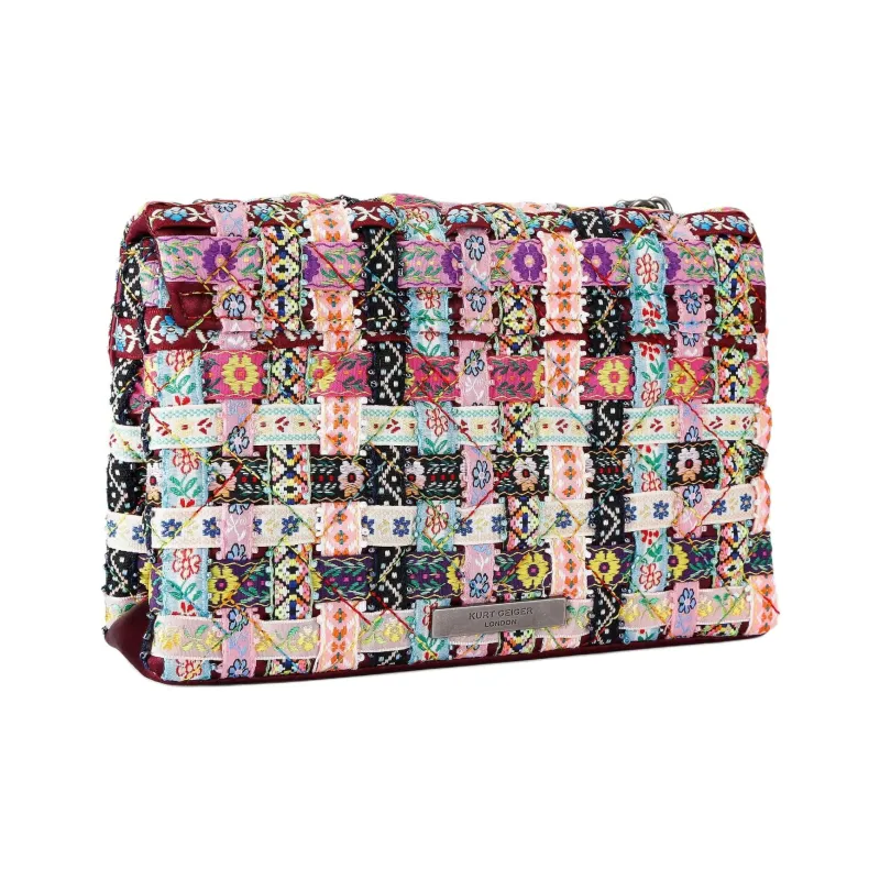 Kurt Geiger London Kensington Fabric Shoulder Bag Medium Size Women's Pink Multicolor-3