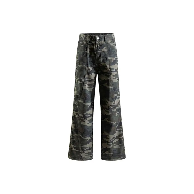 POLAR BEAR Casual Pants With Patchwork Design Unisex Camouflage Pants-8