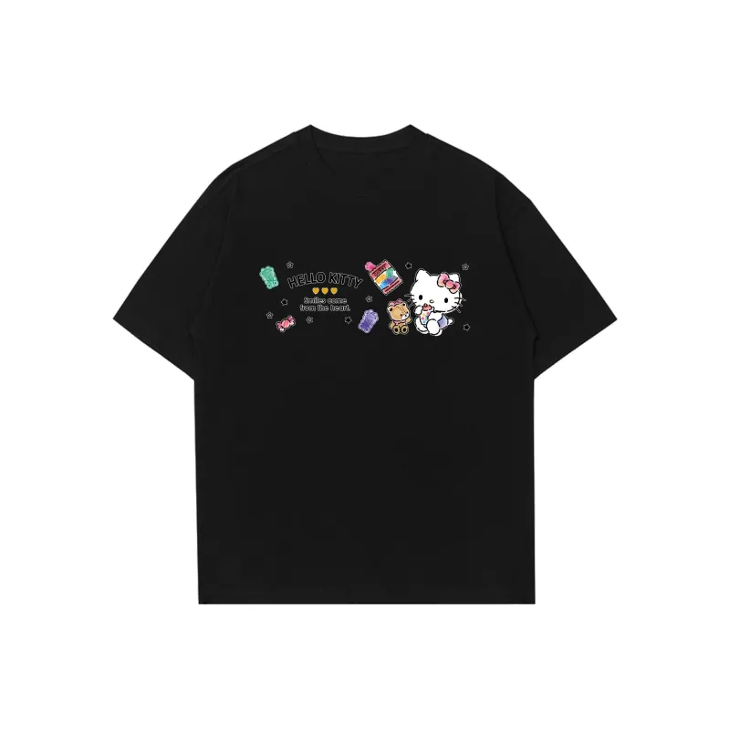 Sanrio x HelloKitty Hello Kitty T Shirt Unisex Black, White-0