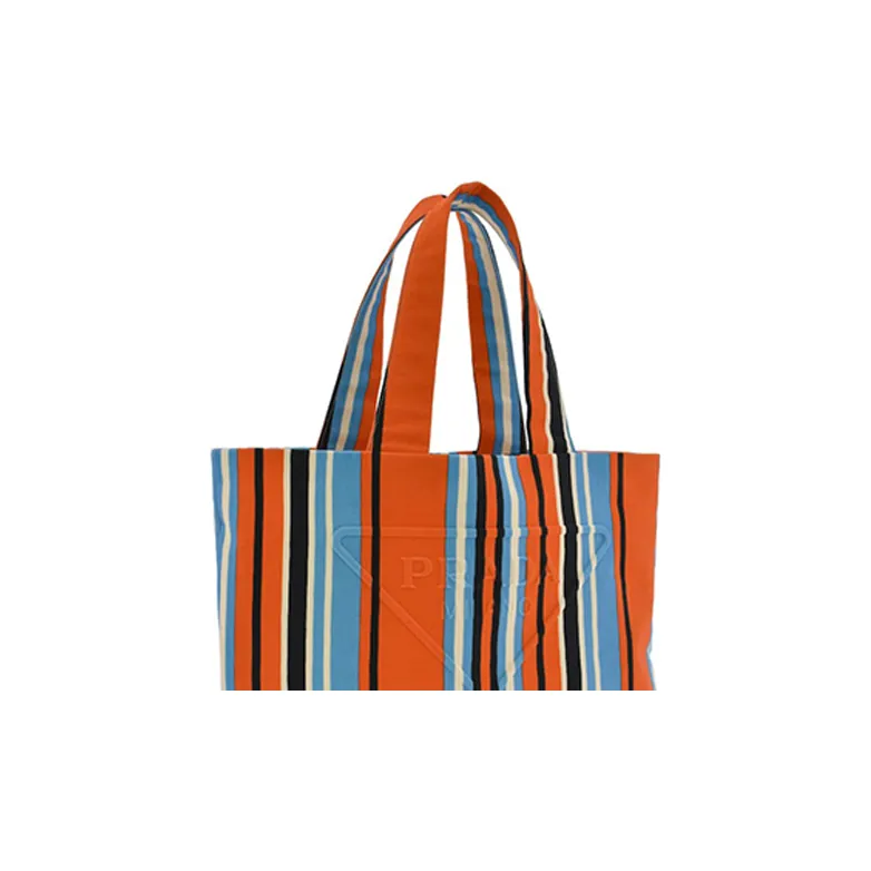 PRADA Nylon Tote Bag, Shopping Bag, Handbag, Shoulder Bag Unisex Orange & Blue-2