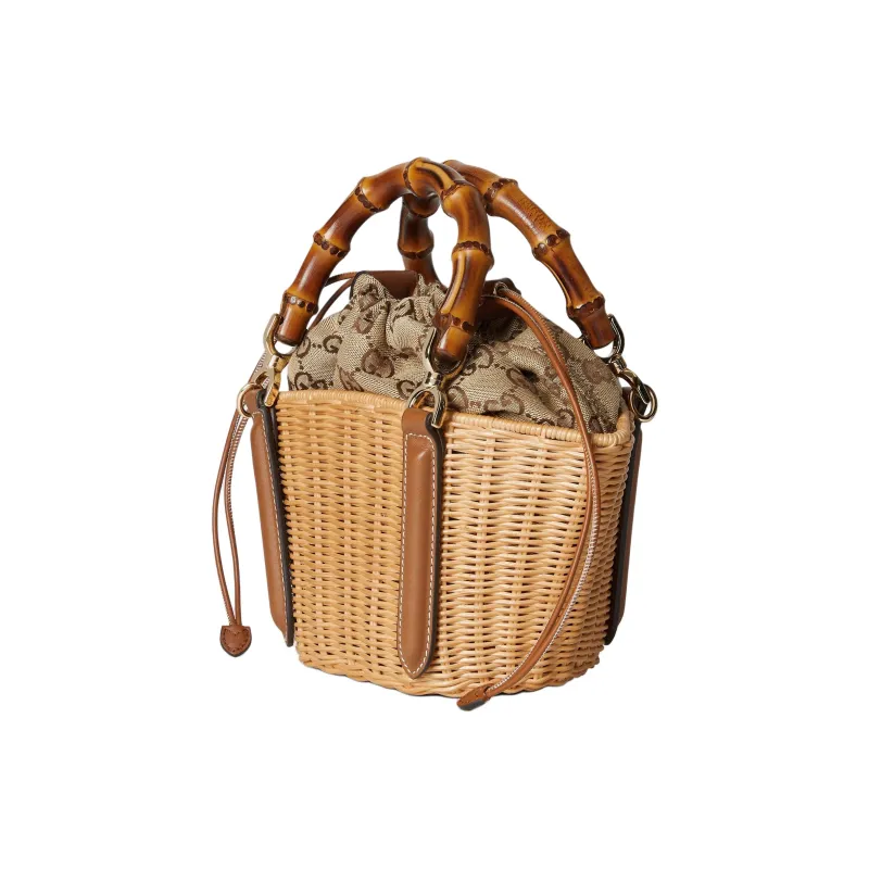 GUCCI Natural Jute Shoulder Bag, Crossbody Bag, Handbag Mini Women's Brown-1