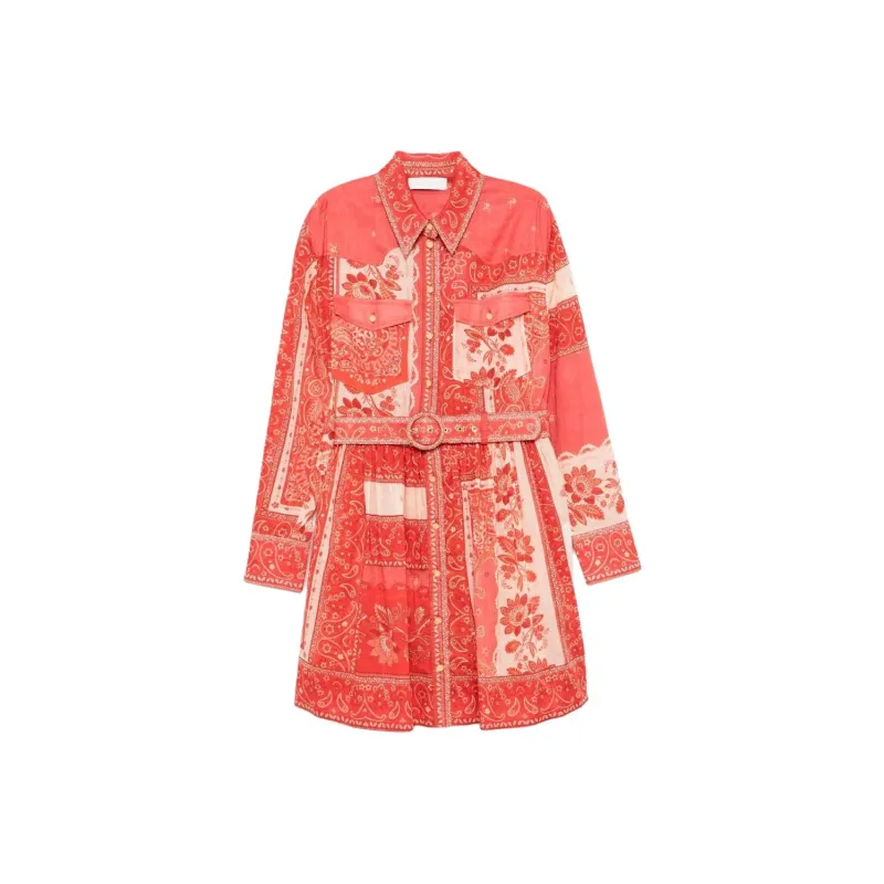 Zimmermann SS25 Long Sleeved Dress Women's Bright Red-0