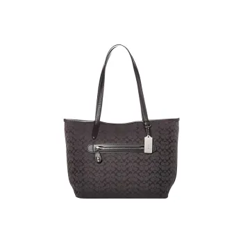 COACH Taylor Iconic Jacquard With Smooth Leather Tote Bag Shopping Bag Handbag Shoulder Bag Women's Black