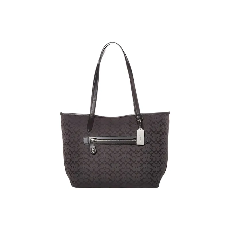 COACH Taylor Iconic Jacquard With Smooth Leather Tote Bag Shopping Bag Handbag Shoulder Bag Women's Black-0