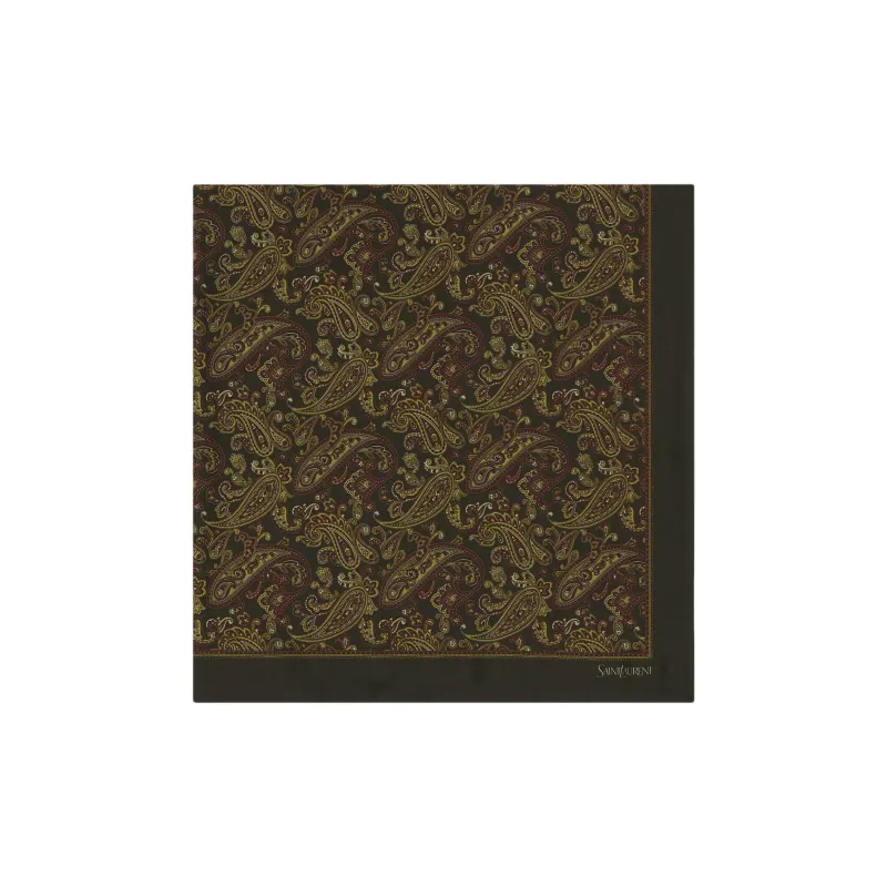 SAINT LAURENT Silk Scarves Unisex Brown-0