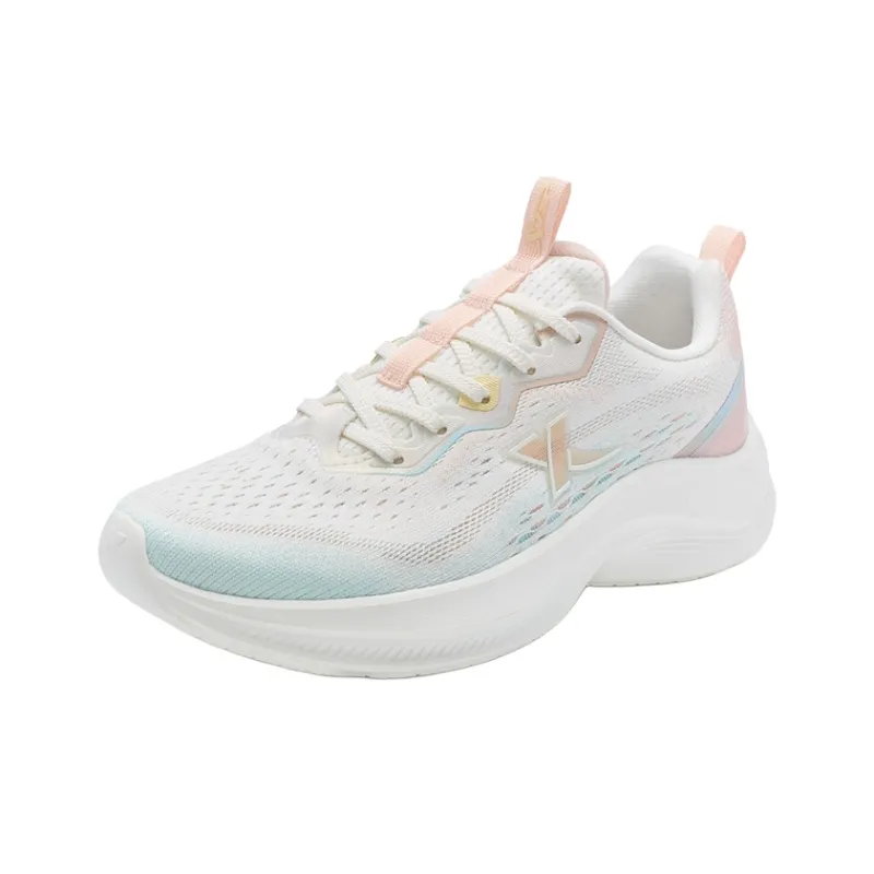 XTEP Abrasion Resistant Slip Resistant Lightweight Low Top Running Shoes Women's White Blue Pink-1