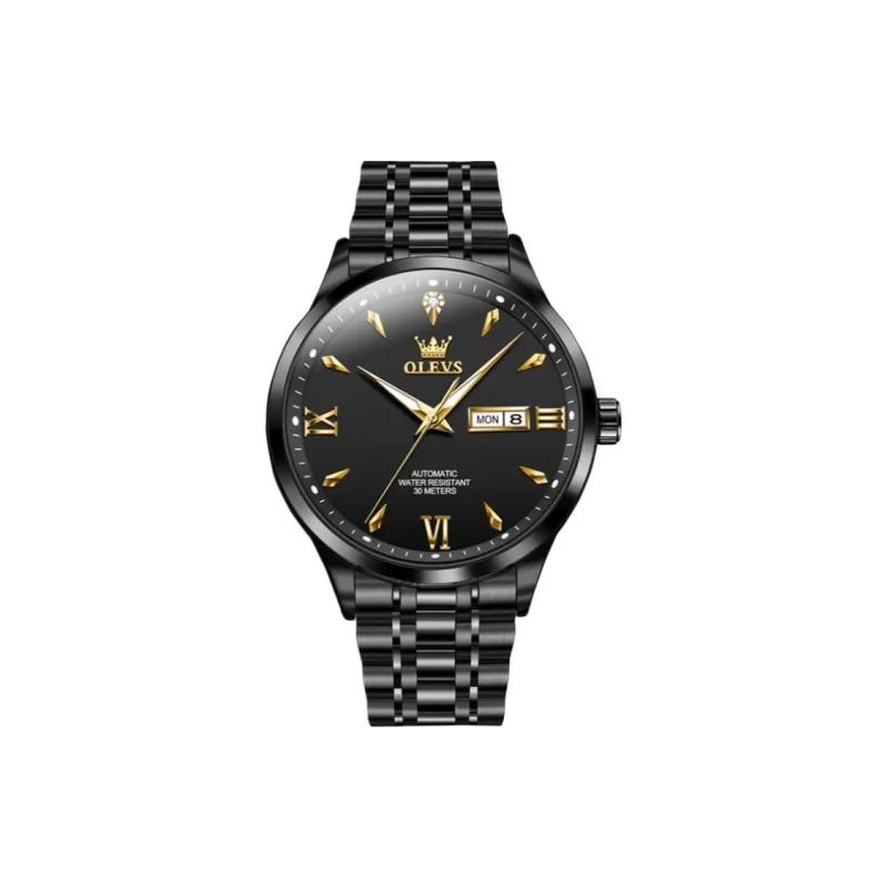 OLEVS Automatic Mechanical Movement Stainless Steel Watchband Watch Men's Watches Black Dial-10