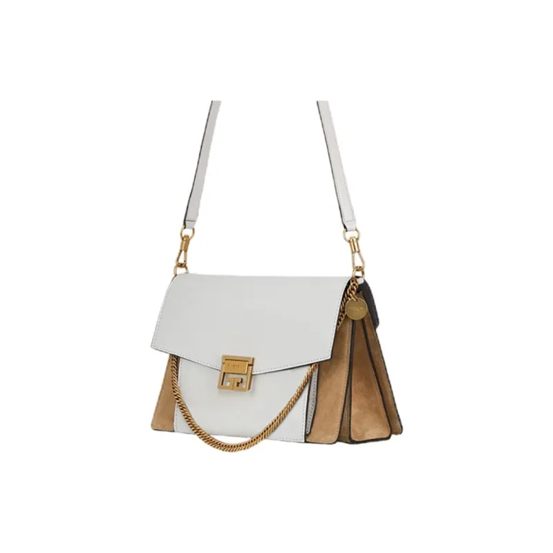 GIVENCHY GV3 Series Cow Leather Shoulder Bag, Crossbody Bag Medium Size Women's White & Camel-4