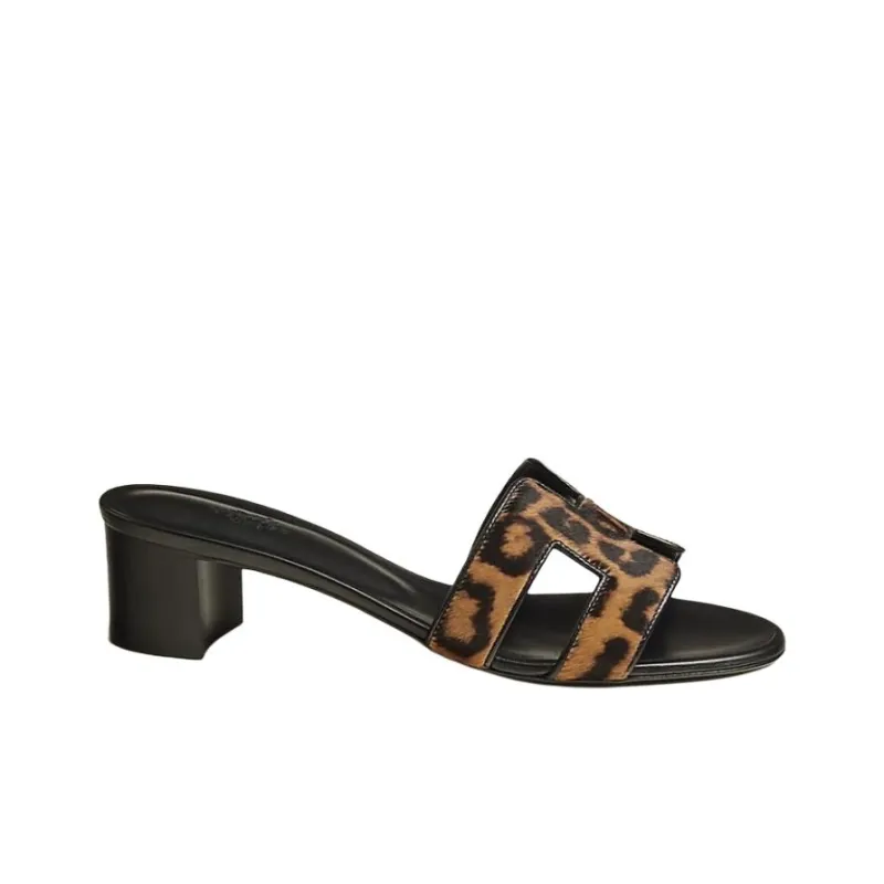 HERMES Oasis Slide Slippers 5cm Women's Brown-1