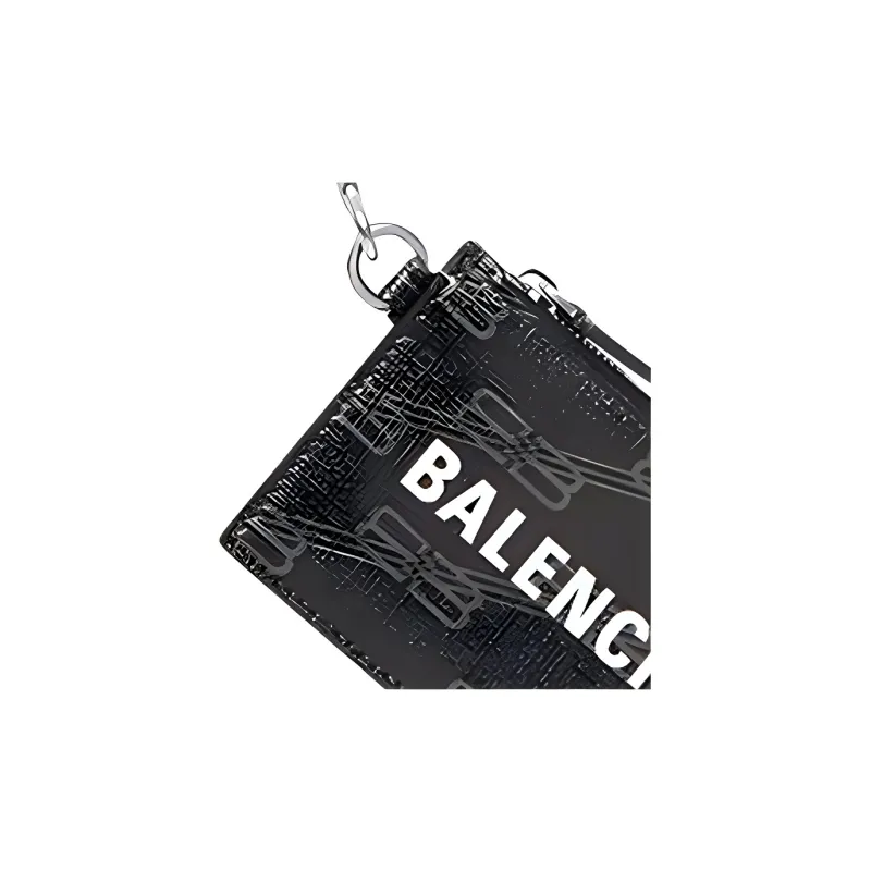 Balenciaga BB MONOGRAM SIGNATURE Coated Canvas Key Ring Card Holder Women's Black-3