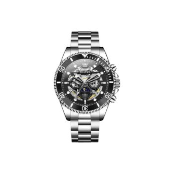 OLEVS Play The Cool Series Mechanical Movement Stainless Steel Watchband Watch Men's Watches Black Dial