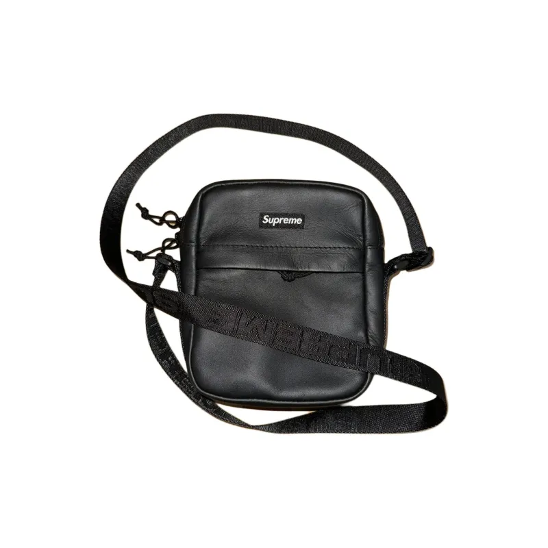 Supreme Cow Leather Crossbody Bag Shoulder Bag Unisex Black-1