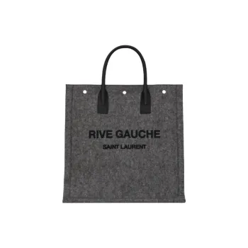 SAINT LAURENT Rive Gauche Felt Patchwork Vertical Tote Bag Shopping Bag Handbag Unisex Gray & Black