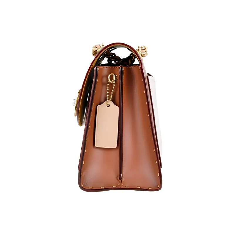 COACH Parker Canvas Crossbody Bags Medium Size Women's Caramel & White Monogram-3