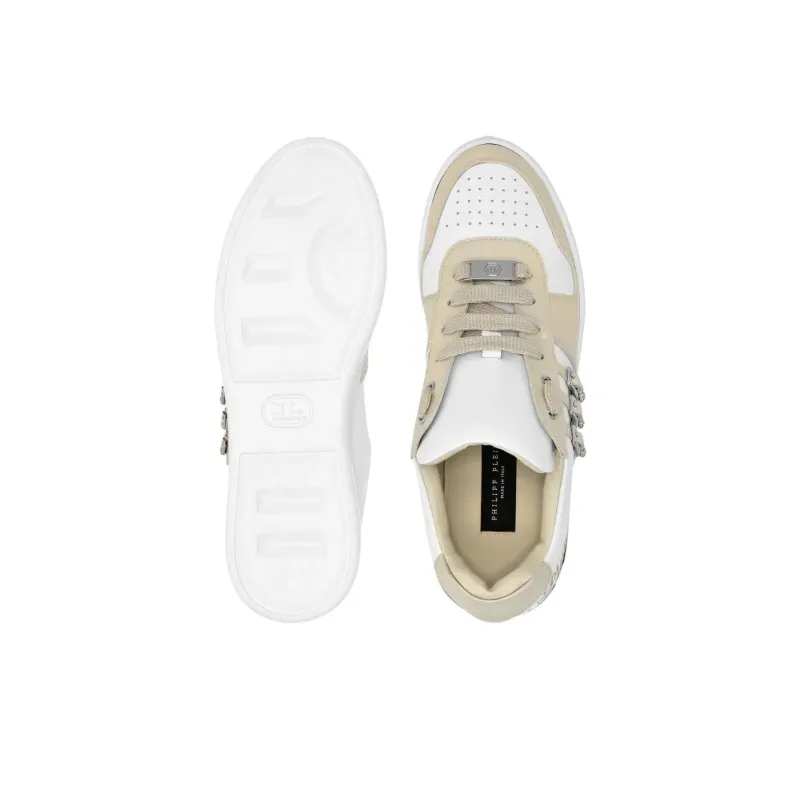 PHILIPP PLEIN Belts Skull Low Top Skateboard Shoes Women's Beige-3