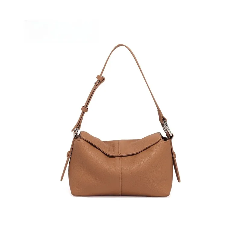 CNNCOO Cow Leather Pillow Bag, Crossbody Bag, Shoulder Bag Regular Women's Milk Tea/Brown/Milkshake White-11