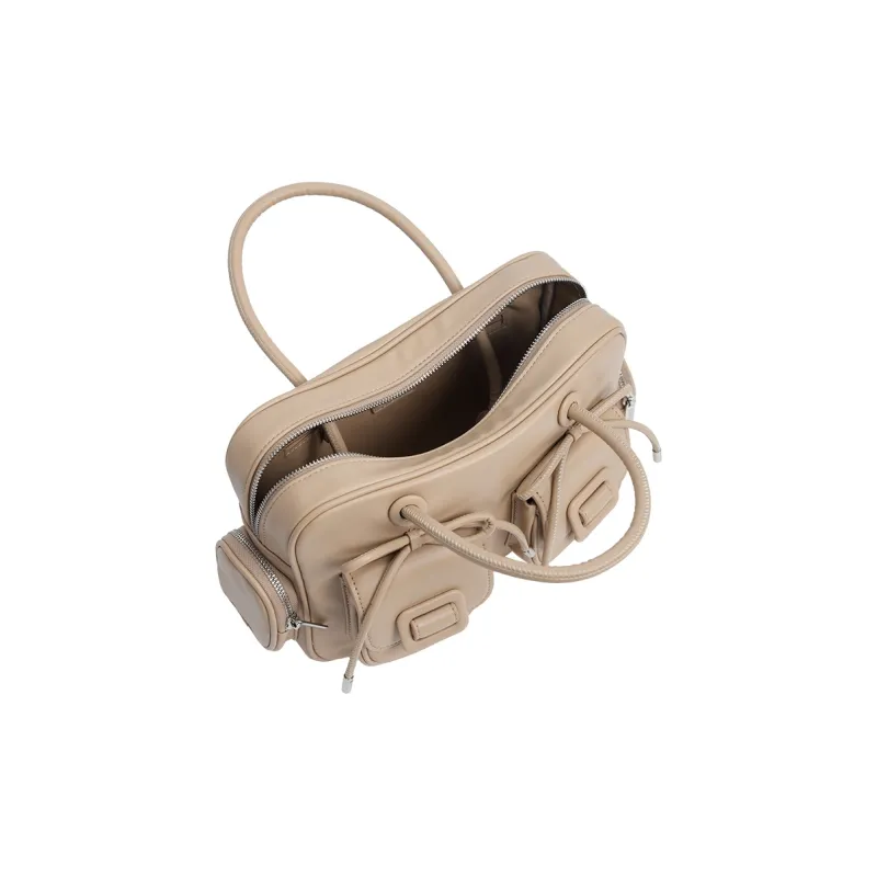 MERIMIES PU Bowling Bag, Shoulder Bag, Handbag Tubas Women's Milk Tea Brown-4
