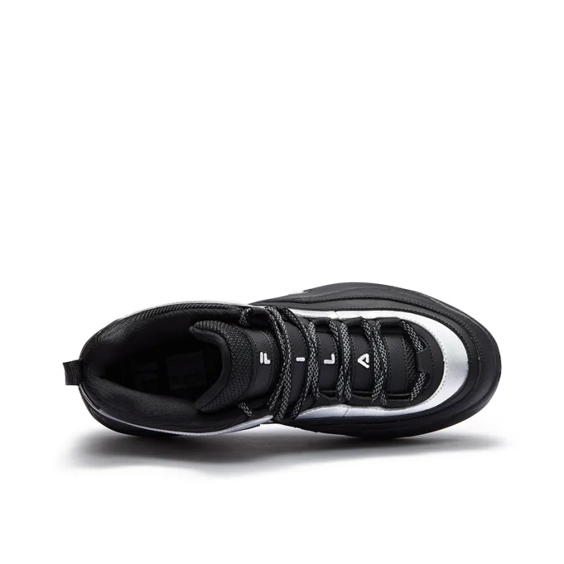 FILA FUSION Anti-Slip Wear-Resistant Low-Top Vintage Basketball Shoes Men's Black Silver-3