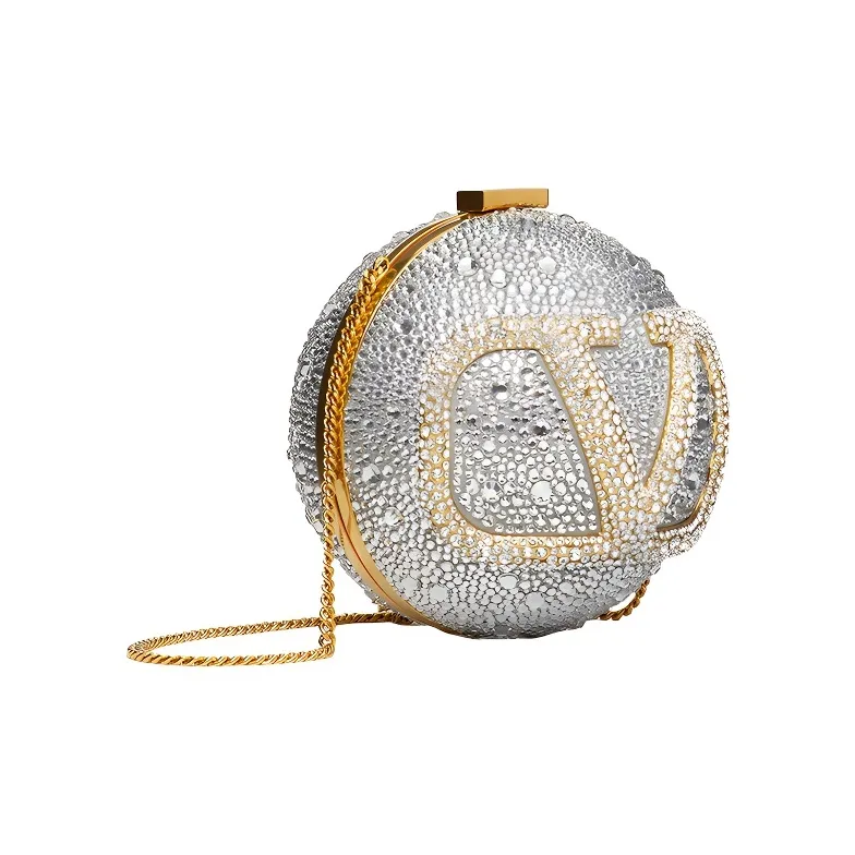 Valentino Faux Crystal Evening Bag, Shoulder Bag, Crossbody Bag Regular Women's Silver-1