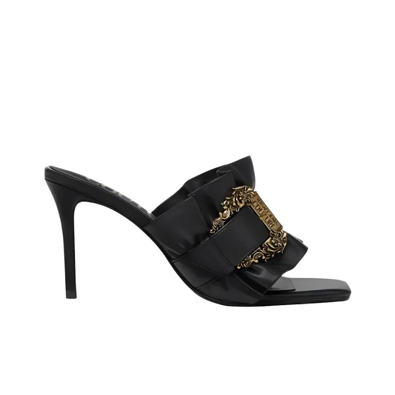 VERSACE JEANS COUTURE Slide Slippers 8.5cm Women's Black-1