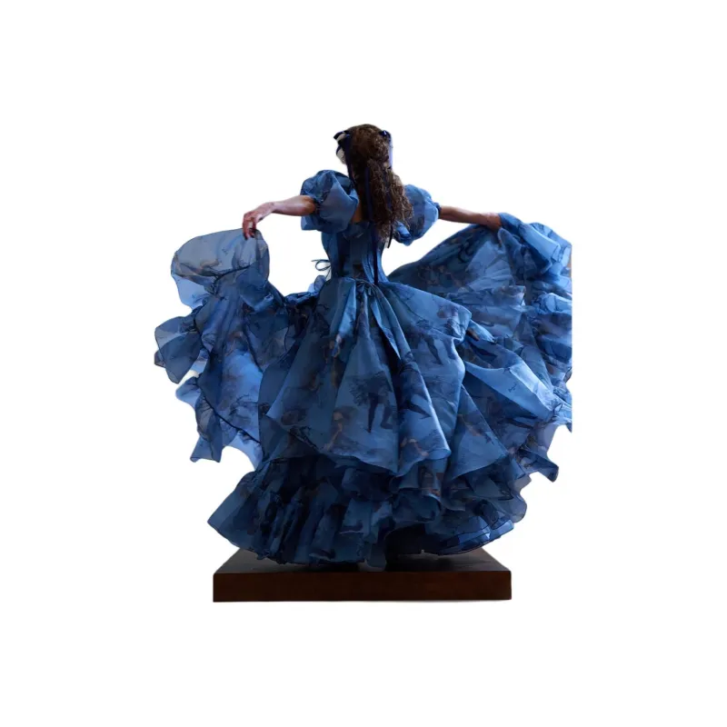 Selkie Collection Strapless Top Women's DEGAS BLUE With Blue Background And Degas Dance, Girlish Outline Print-5