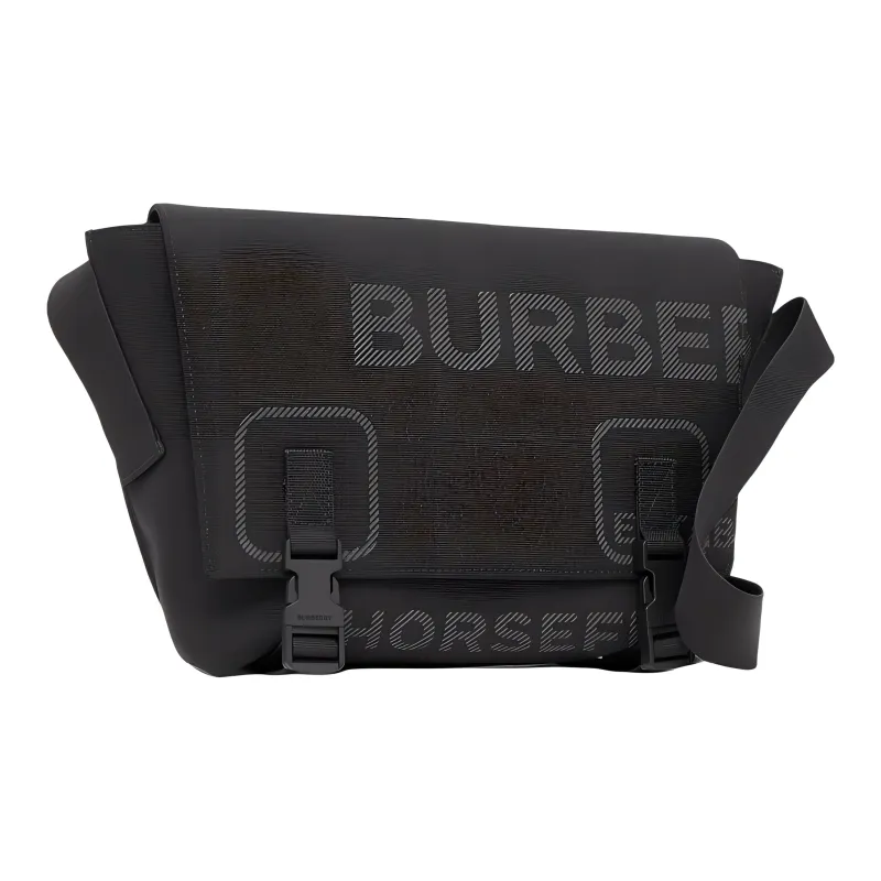 Burberry Horseferry Leather Messenger Bag, Shoulder Bag, Crossbody Bag Trumpets Men's Black-3