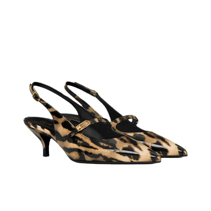 CELINE Judy Slim Heel High Heels 5.5cm Women's Brown-2