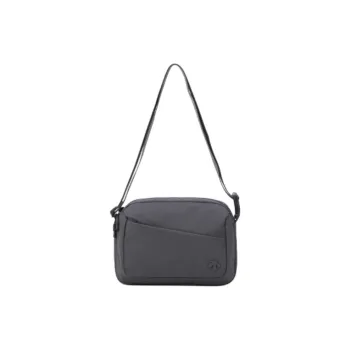 DESCENTE Polyester Shoulder Bag, Crossbody Bag Medium Size Unisex Charcoal Gray