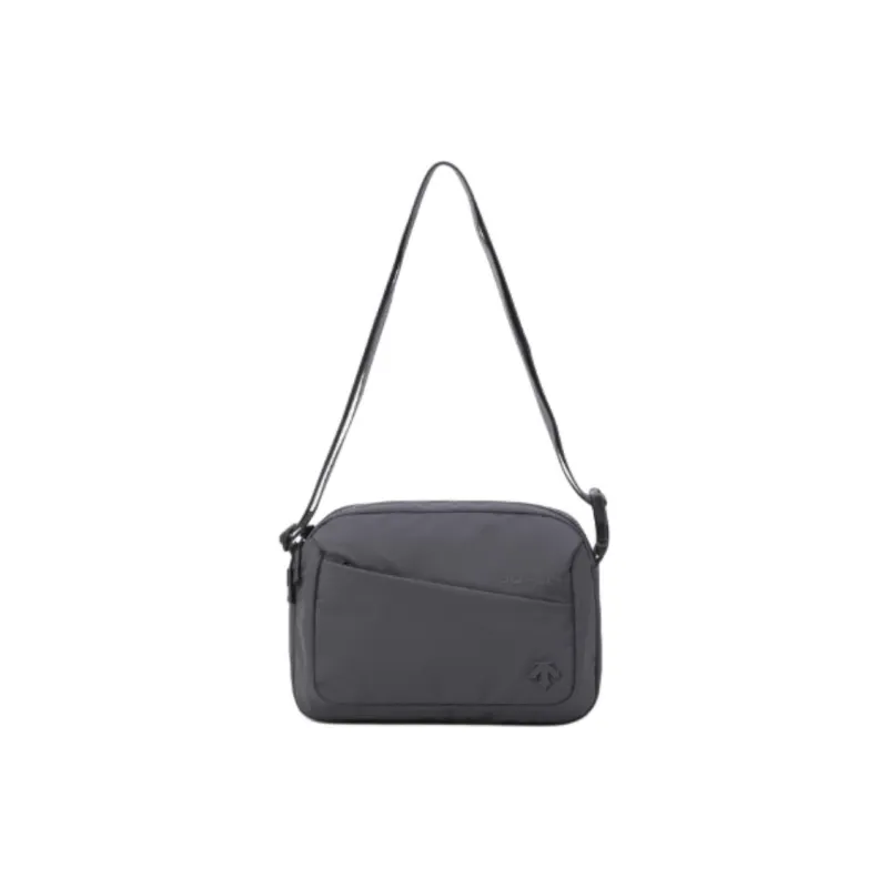 DESCENTE Polyester Shoulder Bag, Crossbody Bag Medium Size Unisex Charcoal Gray-0