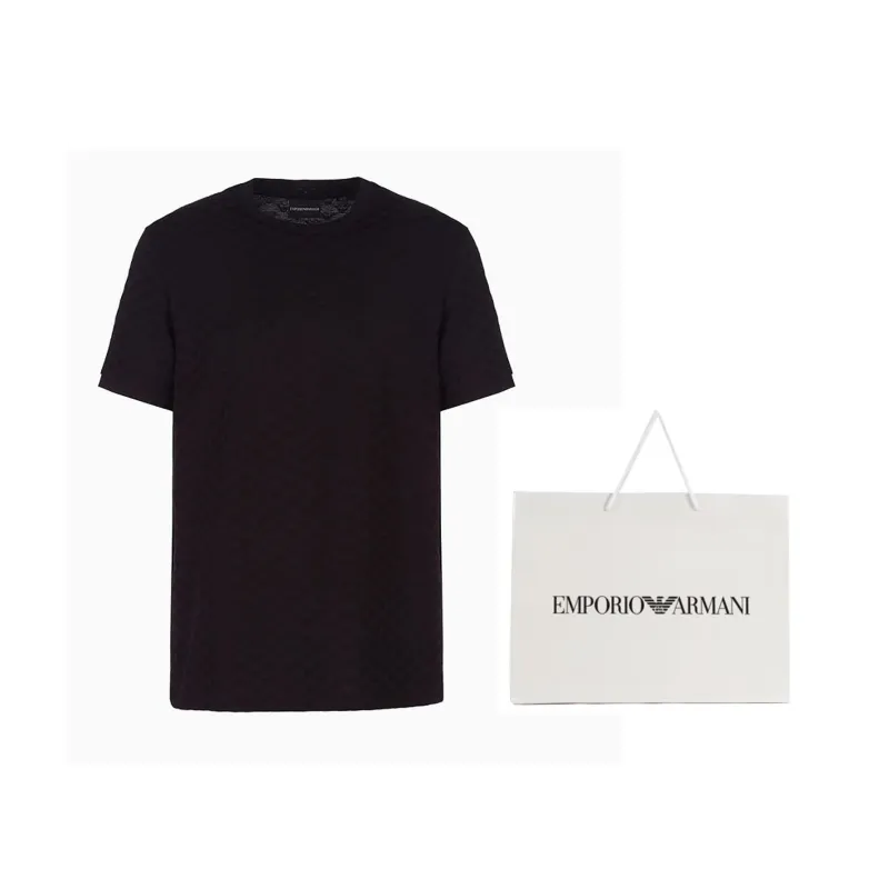 EMPORIO ARMANI All Over Jacquard Eagle Jersey T Shirt-2