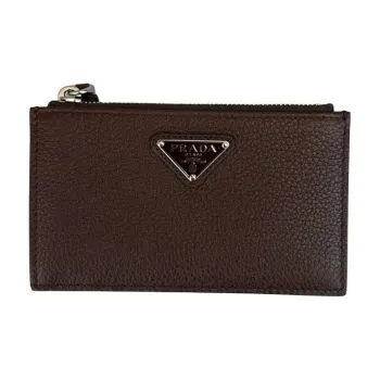 PRADA Leather Card Holder Men's Brown
