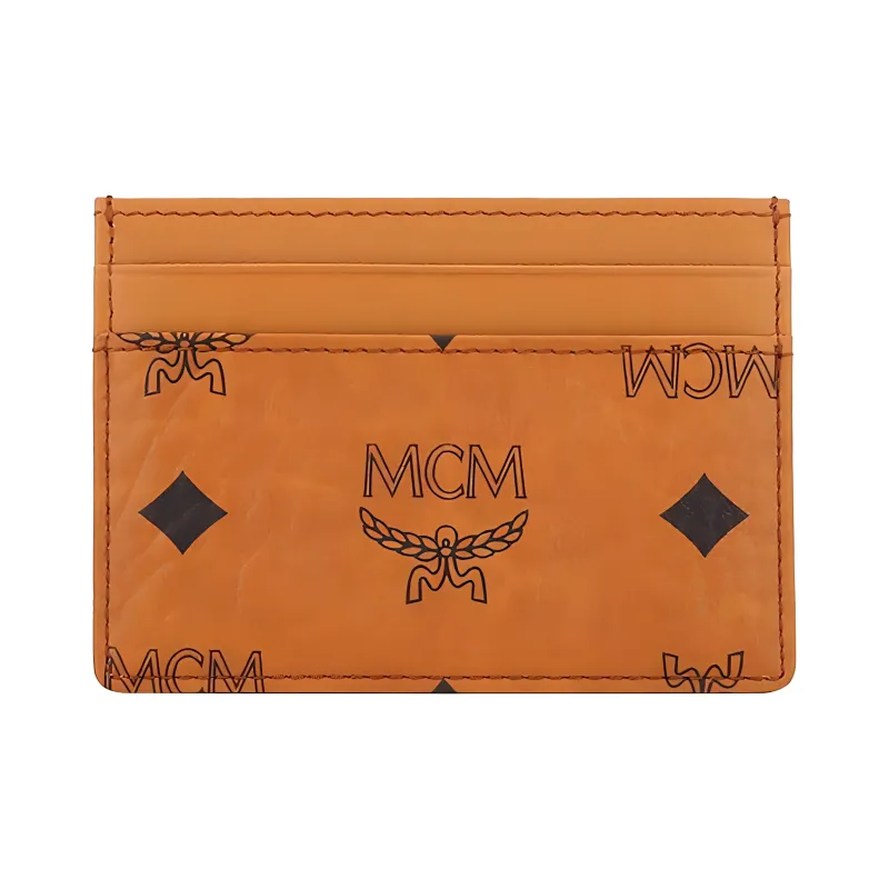 MCM Visetos PVC Coin Purse, Card Holder Regular Unisex Brown Cognac-0