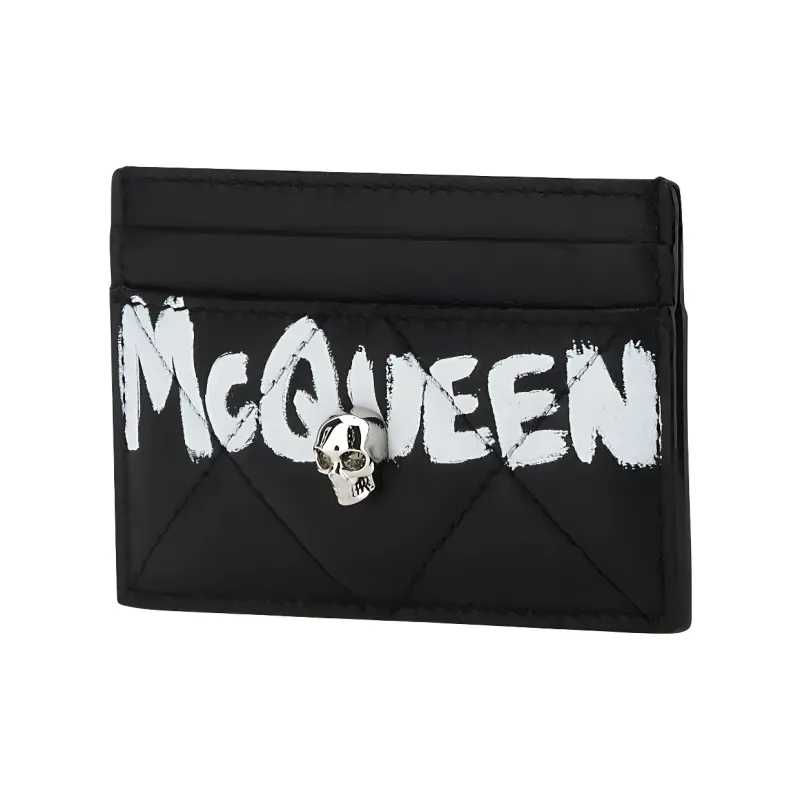 Alexander McQueen Quilted Leather Card Holder Wallet Women's Black-1