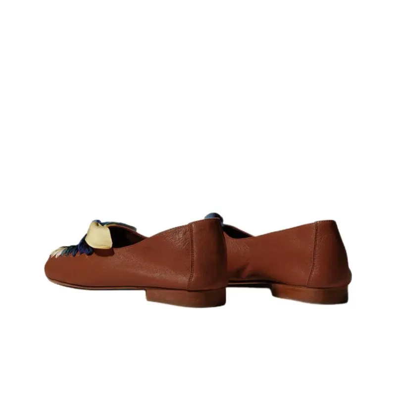 Hereu Juliol Foulard Casual Single Shoes Women's Brown-1