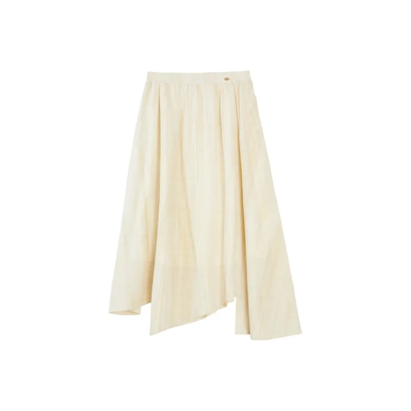 ELLE Casual Long Skirts Women's Light Yellow-0
