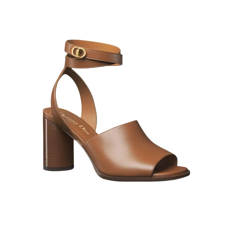 DIOR 30 Montaigne One Strap Sandals 8cm Women's Brown-2