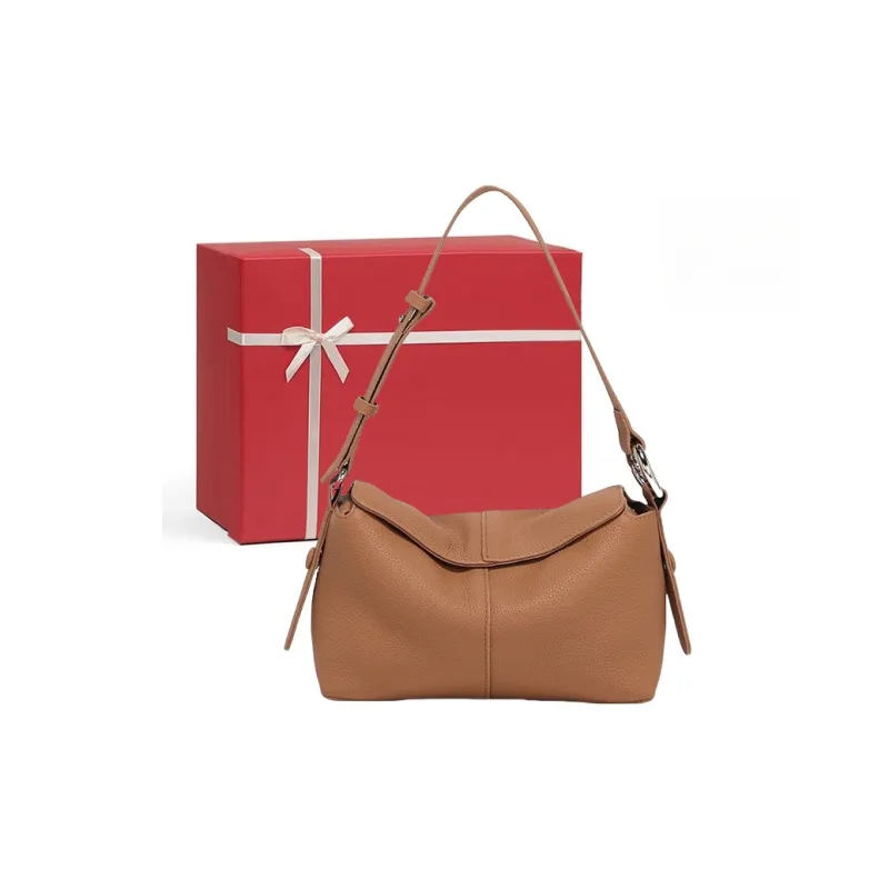 CNNCOO Cow Leather Pillow Bag, Crossbody Bag, Shoulder Bag Regular Women's Milk Tea/Brown/Milkshake White-8