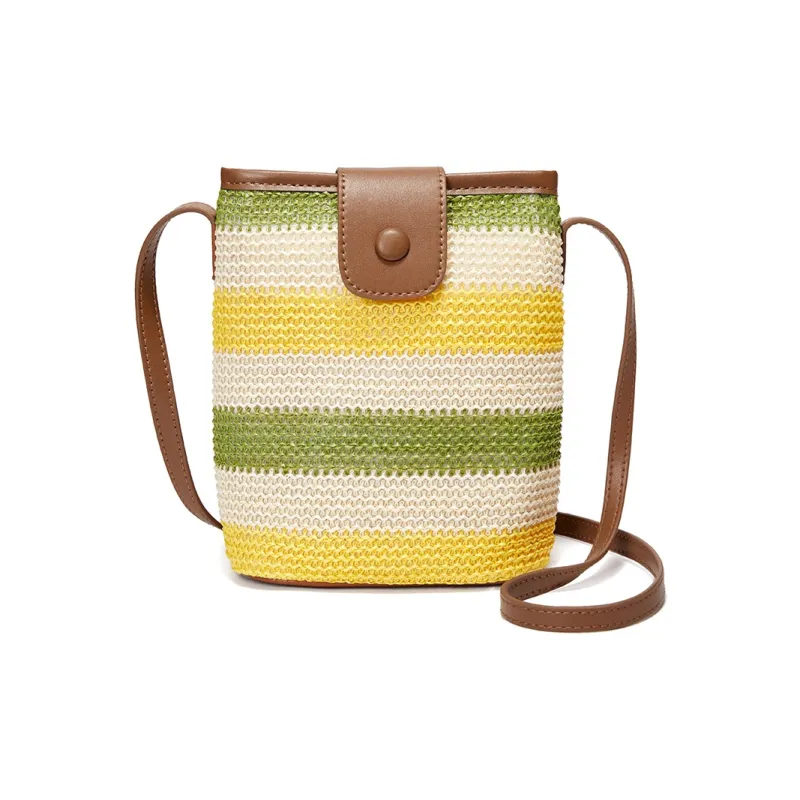 RED DRAGONFLY Fabric, Synthetic Leather Woven Small Bag Trumpets Women's Rainbow-8