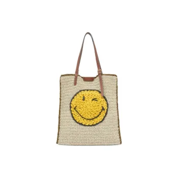 Anya Hindmarch Raffia Tote Bag, Shopping Bag, Shoulder Bag Unisex Natural Color & Brown