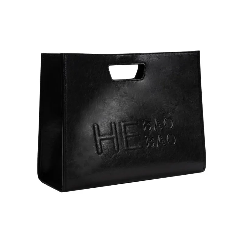 HE BAO BAO Synthetic Leather Handbag Shoulder Bag Crossbody Bag Women's Vintage Brown Classic Black-4