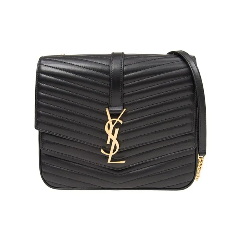 SAINT LAURENT Quilting Lambskin Crossbody Bags Medium Size Women's Black-1