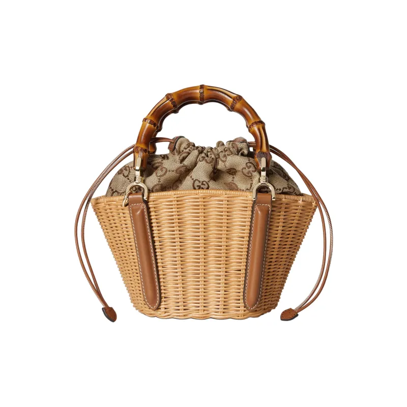 GUCCI Natural Jute Shoulder Bag, Crossbody Bag, Handbag Mini Women's Brown-0