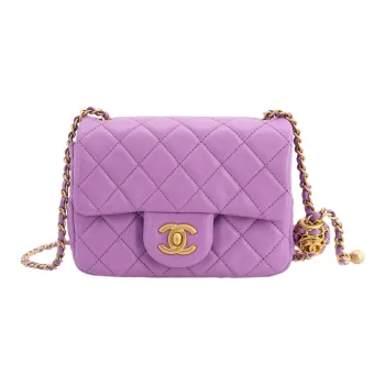 CHANEL Sheepskin Shoulder Bag, Crossbody Bag Women's Purple