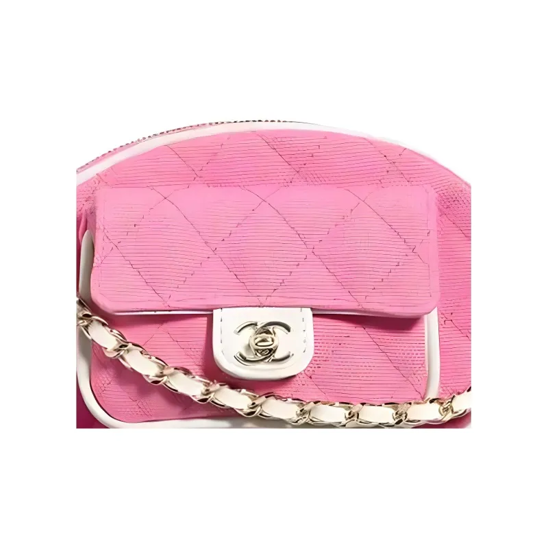 CHANEL Cotton Canvas With Calfskin Canvas Bag, Shoulder Bag, Clutch, Crossbody Bag Women's Pink-3