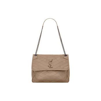 SAINT LAURENT Niki Calfskin Shoulder Bag, Crossbody Bag Medium Size Women's Taupe