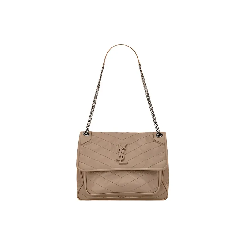 SAINT LAURENT Niki Calfskin Shoulder Bag, Crossbody Bag Medium Size Women's Taupe-0