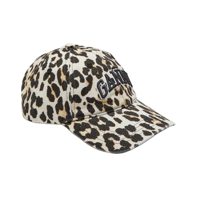 GANNI Organic Cotton Baseball Caps Women's Leopard Print-0