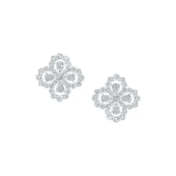 HARRY WINSTON Platinum Earrings Women's Silver