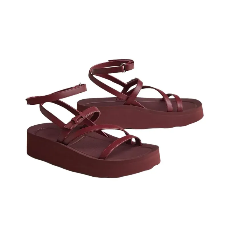 HERMES Liberte One Strap Sandals Women's Red-2