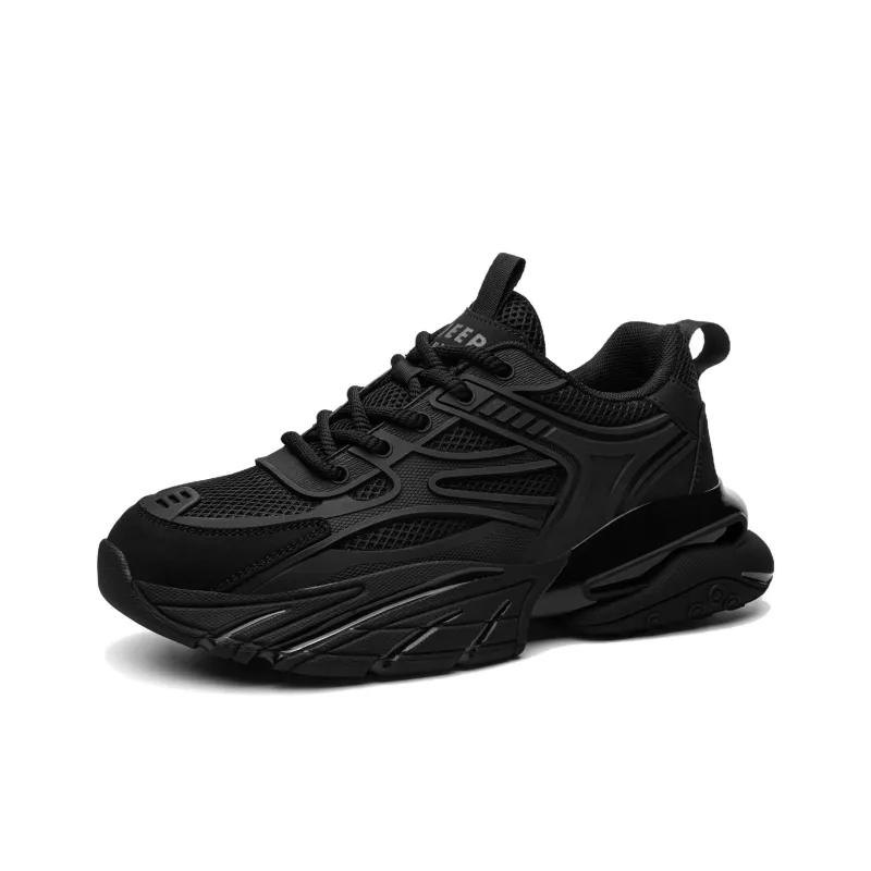 JEEP SPIRIT Cushioning Lightweight Abrasion Resistant Low Top Chunky Sneakers Men's Black-1